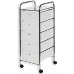 Idimex - Caisson sur roulettes gina chariot avec 5 tiroirs en plastique blanc transparent et 1