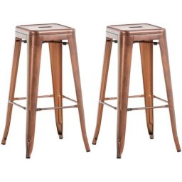 Lot de 2 tabourets de bar Joshua V2 en métal cuivre