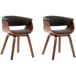 Chaises à manger lot de 2 gris bois courbé et tissu Vidaxl Gris