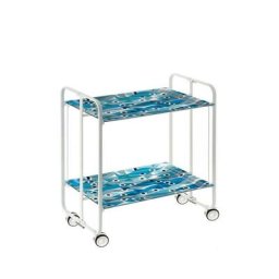 Don Hierro - Table roulante pliante bauhaus châssis blanc, 2 plateaux - 65