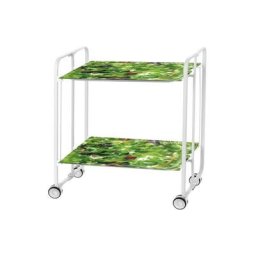 Don Hierro - Table roulante pliante bauhaus châssis blanc, 2 plateaux - 01