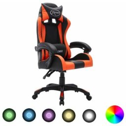 Vidaxl - Fauteuil de jeux vidéo avec led rvb Orange et noir Similicuir Orange et noir