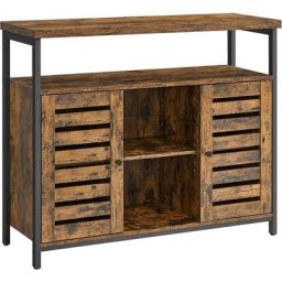 Meuble de rangement, Buffet, Meuble de cuisine, avec placard et étagères, portes à persiennes, 100