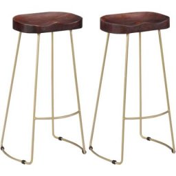 Tabourets de bar Gavin lot de 2 bois de manguier massif Vidaxl n/a