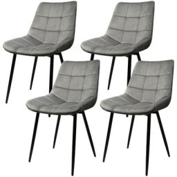 Dyhf - Lot de 4 chaises en velours.Chaises de salle à manger.Chaise de cuisine Gris clair