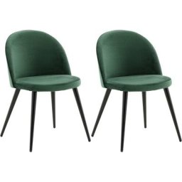 Chaise en velours avec pieds en acier Velvet (Lot de 2) - Vert