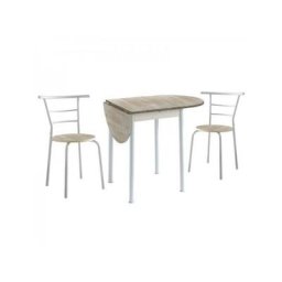 Miroytengo - Lot de 2 chaises Chêne blanc Table de cuisine extensible 2 chaises Pack fonctionnel