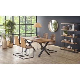 Table à manger extensible 160-250 x 90 x 76 cm - Chêne clair - Chêne clair/Noir