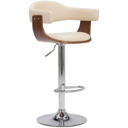 Tabourets de bar lot de 2 crème bois courbé et similicuir Vidaxl crème et marron foncé