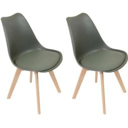 Chaise scandinave avec assise rembourrée (Lot de 2) - Kaki