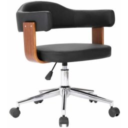 Chaise pivotante de bureau Noir Bois courbé et similicuir Vidaxl noir et marron foncé