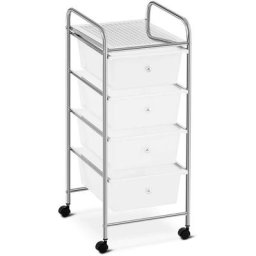Physa - Chariot Coiffure Salon Beauté Spa 4 Tiroirs Coiffeur Professionnel Rangement 40L - Blanc