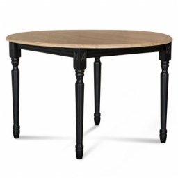 Table extensible ronde bois D105 cm + 1 allonge et Pieds tournés - victoria - Noir