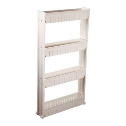Bathrins - Blanc, Meuble de Rangement avec Roues, Étagère à Roues, 4 compartiments, 78 x 54 x 12