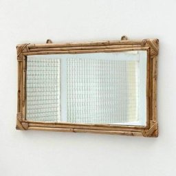 Miroir rectangulaire en rotin naturel 67 x 36 cm - Moka - Legno chiaro