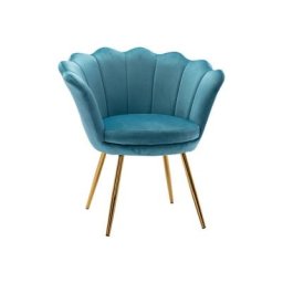 Fauteuil de Salon Chaise Coquillage avec Pieds Métal Fauteuil Scandinave pour Chambre, Velours,