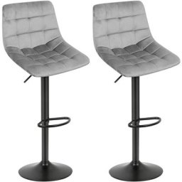 Lot de 2 Tabouret de Bar, Chaise Bar gris clair, Chaise Haute Cuisine, Siège, Réglable en Hauteur,