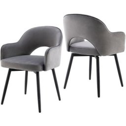Lot de 2 Chaise Salle à Manger Moderne avec Accoudoirs Chaise de Cuisine Rembourés avec Pieds en