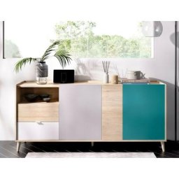 Buffet 180x43 cm Penny avec deux trois et deux tiroirs multicouleurs Multicolor