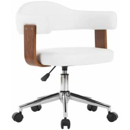 Chaise pivotante de bureau Blanc Bois courbé et similicuir Vidaxl Blanc