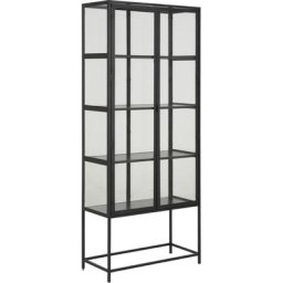 Sea Vitrine a, 2 portes vitrées et 4 tablettes de rangement, noir.