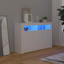 Kalisse - Commode Bahut style Contemporain | Buffet avec lumières led Blanc 115,5x30x75 cm