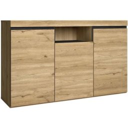 Meuble Buffet - 80 x 140 x 39,6 cm - Finition Chêne et Bois Noir - marron - Skraut Home