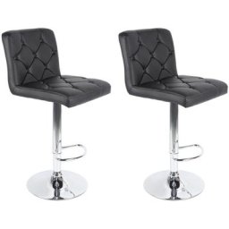 Lot de 2 Tabourets Hauts, Tabourets de bar, Chaises de Bar Réglables en Hauteur en Similicuir,