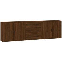 Buffets 3 pcs Chêne marron Bois d'ingénierie Vidaxl Chêne marron