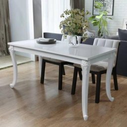 Table à manger Scandinave - Table de salle à manger 116 x 66 x 76 cm Blanc haute brillance BV285215