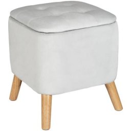 Pouf Rembourré 2 en 1 Wenko Tabouret avec Espace de Rangement, Table d'Appoint avec Coffre