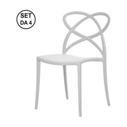 Lot de 4 chaises tressées en polypropylène blanc - Bianco