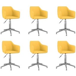 Chaises pivotantes à manger lot de 6 jaune tissu vidaXL - Jaune