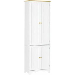 Armoire de cuisine contemporaine multi-rangement 4 portes 6 étagères dim. 61L x 30,5l x 183H cm
