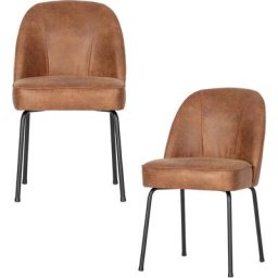 Whitelabel - Chaises de Salle à Manger - Lot de 2 - Cuir - Marron Cognac - Vogue - Brun