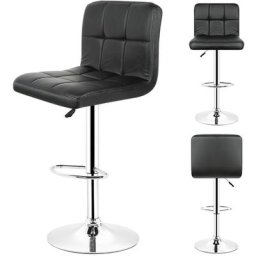 Dyhf - Lot de 2 tabouret de bar réglable dos en cuir avec dossier pou maison(noir) - Noir