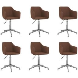 Chaises pivotantes à manger lot de 6 marron tissu vidaXL - Marron