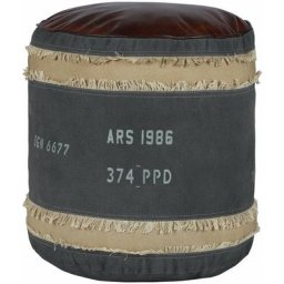 Tabouret bas pouf ottoman repose-pied Milwaukee en cuir/toile 42 cm Womo-design