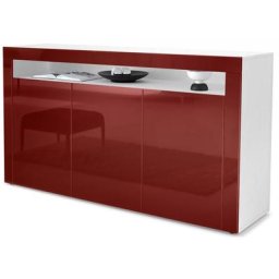 Vladon Buffet Commode Dressoir Crédence Valencia Blanc, haute brillance & tons naturels - Bordeaux