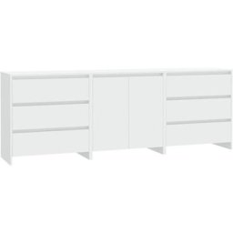 Buffets 3 pcs Blanc Bois d'ingénierie Vidaxl Blanc
