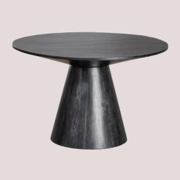 Table de Salle à Manger Ronde en Bois de Manguier (Ø120 cm) Weymar Sklum Noir uni Noir uni