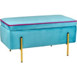 Coffre Pliant, Banc de Rangement, Pouf Repose-Pieds Velours Couleur Mesures 80X40X40 cm – Turquoise