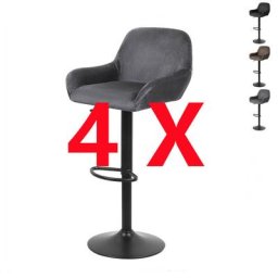 Skecten - Lot de 4 Tabourets de Bar, Chaise Bar Haute en Velours, Tabourets de Bistrot Tabourets de