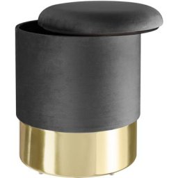 Pouf coffre de rangement aspect velours SARINA - tabouret bas, tabouret design, petit tabouret