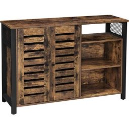 Meuble de rangement, Buffet, avec placard 2 portes, étagères réglables, 110 x 33 x 75 cm, style