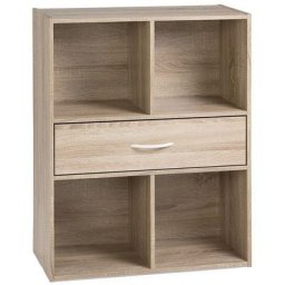 Etagère de rangement 4 casiers avec un tiroir Calicosy Bois clair - Bois clair