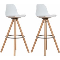 Happy Garden - Lot de 2 tabourets scandinaves tobias blancs avec coussin - Blanc