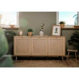 Buffet 150x71H cm Chêne clair avec trois portes et trois étagères internes Chêne clair