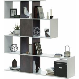 Mirakemueble - Bibliotheque Elfos Plus - Blanc et Oxyde