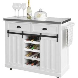 Sobuy - FKW94-W Desserte Meuble de Cuisine de Service Roulant Desserte de Cuisine avec Plans de